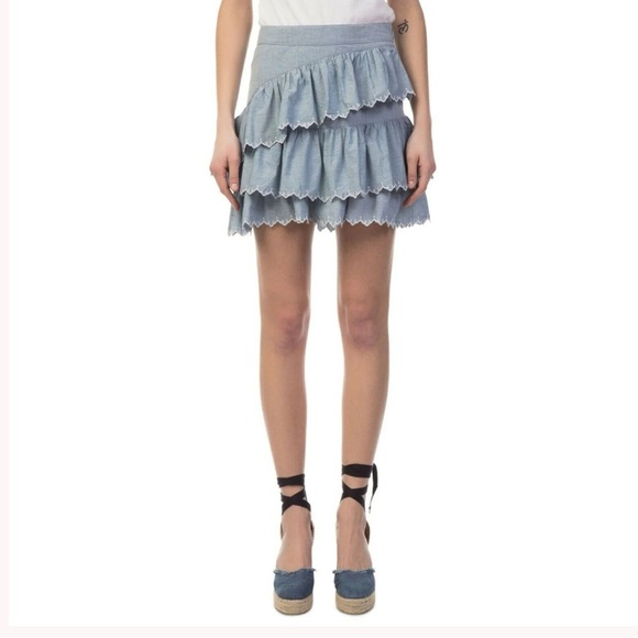 Ulla Johnson Ella Tiered Embroidered Mini Skirt - Picture 1 of 7
